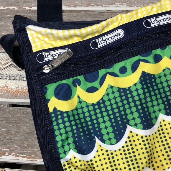 Lesportsac Bags Lesportsac Green Yellow Messenger Bag Poshmark